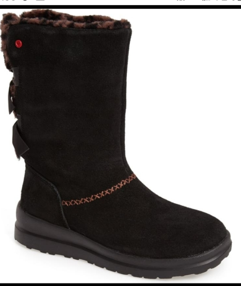UGG black suede leather knotty bow boots sz 8
